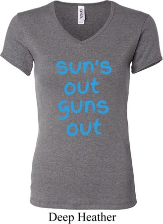 Suns Out Guns Out Ladies V-neck Shirt