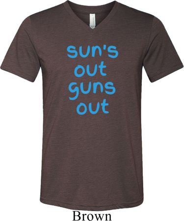 Suns Out Guns Out Mens Tri Blend V-neck Shirt