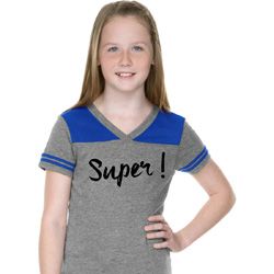 Super Black Print Girls Football Shirt