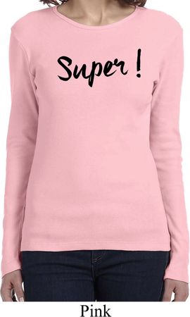 Super Black Print Ladies Long Sleeve Shirt