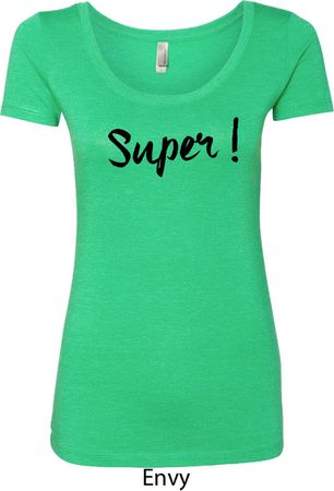 Super Black Print Ladies Scoop Neck Shirt