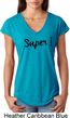 Super Black Print Ladies Tri Blend V-Neck Shirt