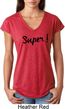 Super Black Print Ladies Tri Blend V-Neck Shirt