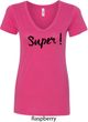 Super Black Print Ladies V-Neck Shirt