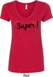 Super Black Print Ladies V-Neck Shirt