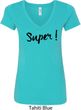 Super Black Print Ladies V-Neck Shirt