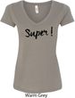Super Black Print Ladies V-Neck Shirt