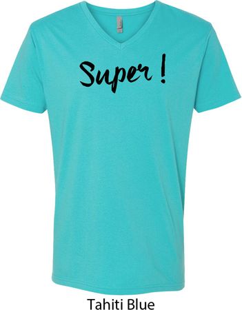 Super Black Print Mens V-Neck Shirt