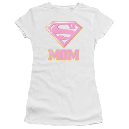 Super Mom Juniors Shirt Pink Shield White T-Shirt
