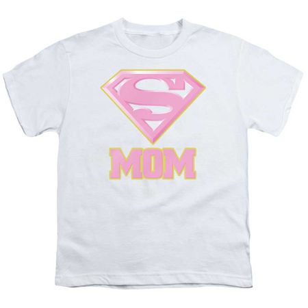 Super Mom Kids Shirt Pink Shield White T-Shirt