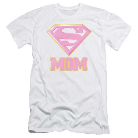 Super Mom Slim Fit Shirt Pink Shield White T-Shirt