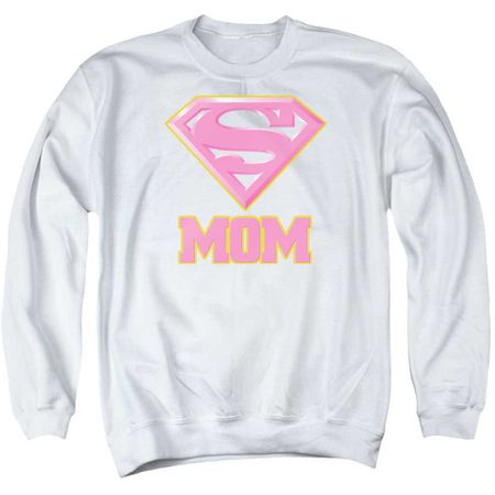 Super Mom Sweatshirt Pink Shield Adult White Sweat Shirt