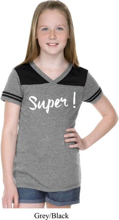 Super White Print Girls Football Shirt