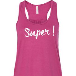 Super White Print Ladies Flowy Racerback Tanktop