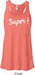 Super White Print Ladies Flowy Racerback Tanktop