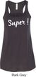 Super White Print Ladies Flowy Racerback Tanktop