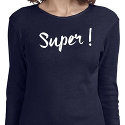 Super White Print Ladies Long Sleeve Shirt