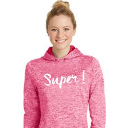 Super White Print Ladies Moisture Wicking Hoodie