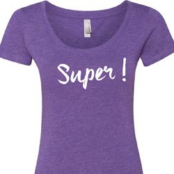 Super White Print Ladies Scoop Neck Shirt