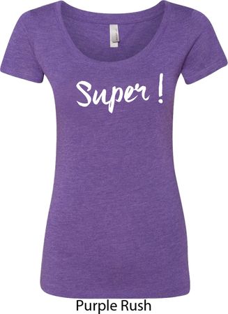 Super White Print Ladies Scoop Neck Shirt