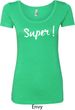 Super White Print Ladies Scoop Neck Shirt