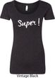 Super White Print Ladies Scoop Neck Shirt
