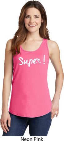 Super White Print Ladies Tank Top