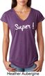 Super White Print Ladies Tri Blend V-Neck Shirt