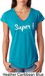Super White Print Ladies Tri Blend V-Neck Shirt