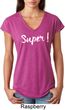 Super White Print Ladies Tri Blend V-Neck Shirt