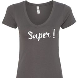 Super White Print Ladies V-Neck Shirt