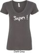Super White Print Ladies V-Neck Shirt