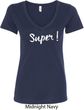 Super White Print Ladies V-Neck Shirt
