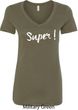 Super White Print Ladies V-Neck Shirt