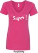 Super White Print Ladies V-Neck Shirt