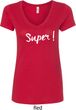Super White Print Ladies V-Neck Shirt