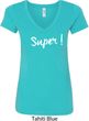 Super White Print Ladies V-Neck Shirt