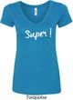 Super White Print Ladies V-Neck Shirt