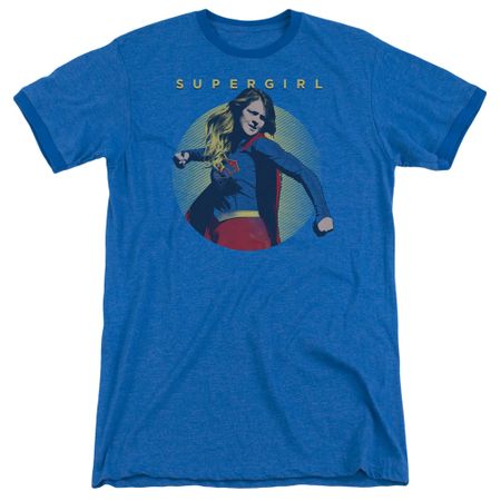 Supergirl Classic Hero Royal Blue Ringer Shirt