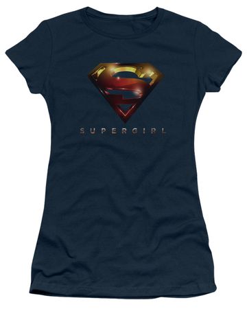 Supergirl Juniors Shirt Logo Glare Navy Blue T-Shirt