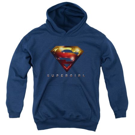 Supergirl Kids Hoodie Logo Glare Navy Blue Youth Hoody