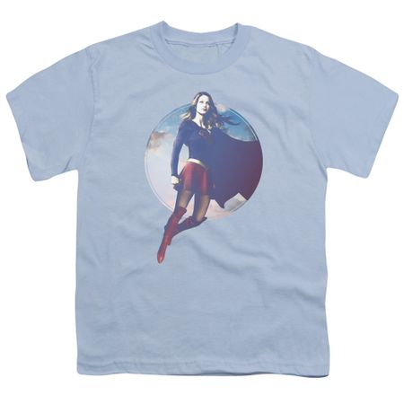 Supergirl Kids Shirt Cloudy Circle Light Blue T-Shirt