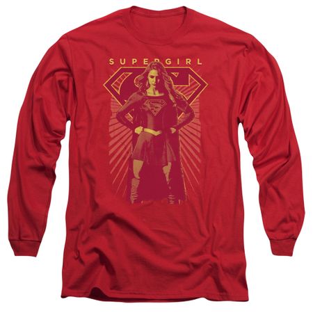Supergirl Long Sleeve Shirt Ready Set Red Tee T-Shirt