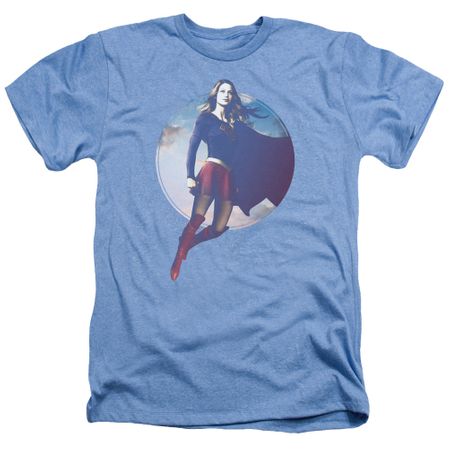 Supergirl Shirt Cloudy Circle Heather Light Blue T-Shirt