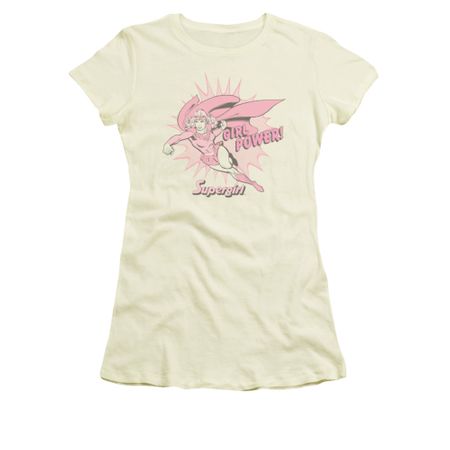 Supergirl Shirt Girl Power Juniors Cream Tee T-Shirt