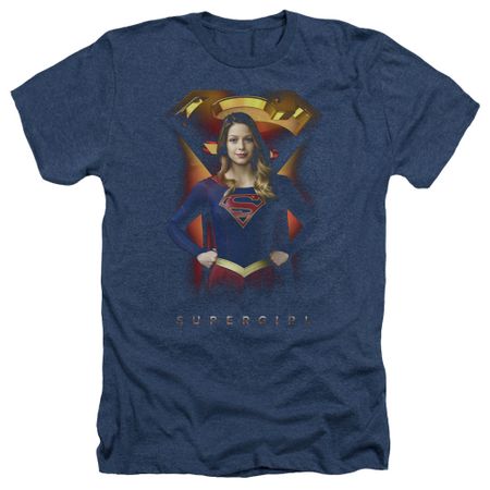 Supergirl Shirt Standing Symbol Heather Navy Blue T-Shirt