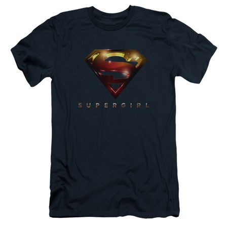 Supergirl Slim Fit Shirt Logo Glare Navy Blue T-Shirt