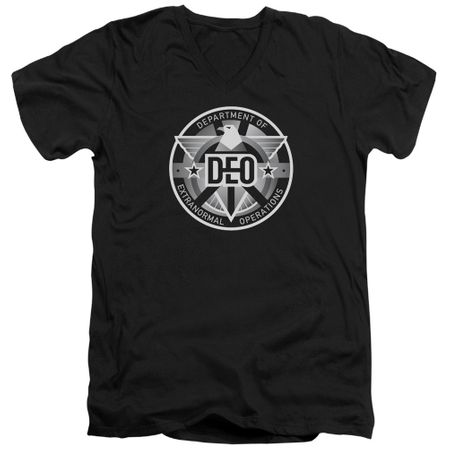 Supergirl Slim Fit V-Neck Shirt DEO Symbol Black T-Shirt
