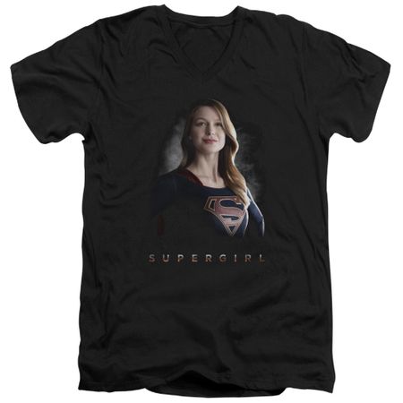 Supergirl Slim Fit V-Neck Shirt Standing Tall Black T-Shirt