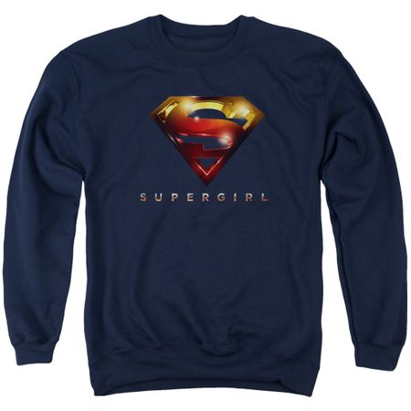 Supergirl Sweatshirt Logo Glare Adult Navy Blue Sweat Shirt
